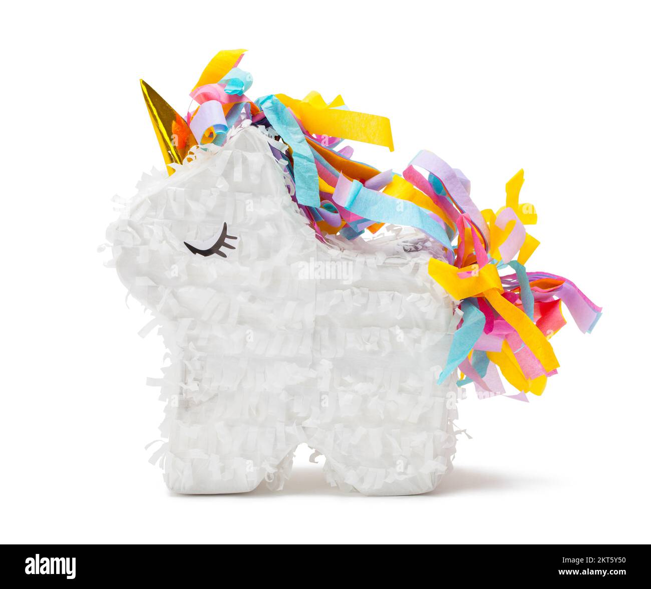 Machine à papier Unicorn Pinata découpée en blanc. Banque D'Images