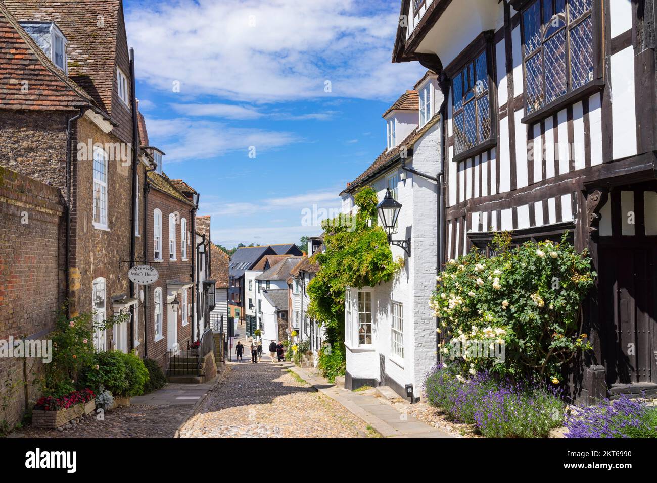 Rye East Sussex Rye Hartshorn House The Link or the Old Hospital et autres maisons médiévales sur la rue historique Mermaid Rye Sussex Angleterre GB Europe Banque D'Images