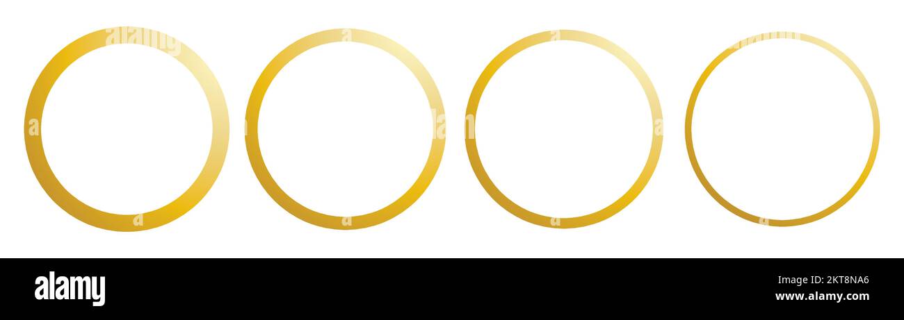 Cercle doré avec texture de pinceau doré sur fond blanc. Jeu de contours de forme ronds. Illustration vectorielle Illustration de Vecteur