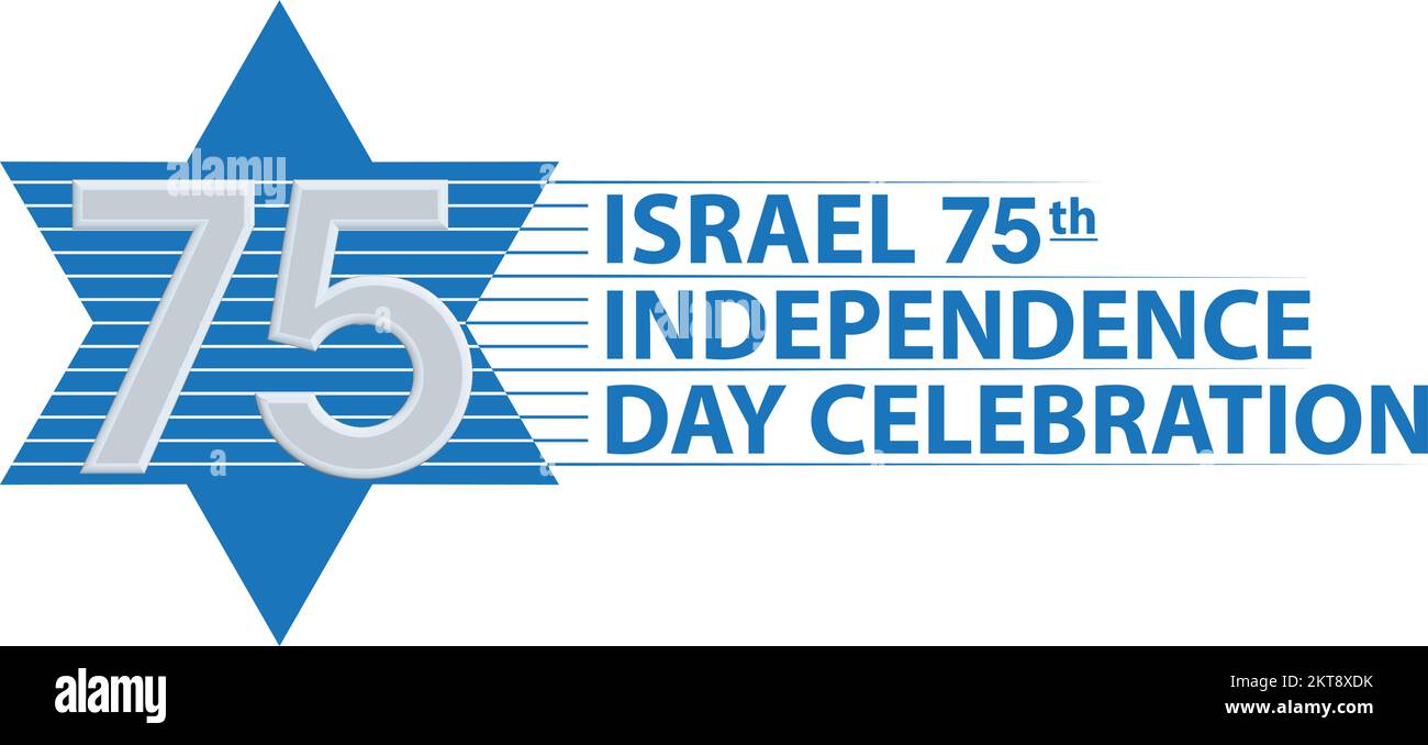 Célébration de l'anniversaire de l'indépendance d'Israël (Yom Ha'atzmaut) avec Star of David. Illustration de Vecteur