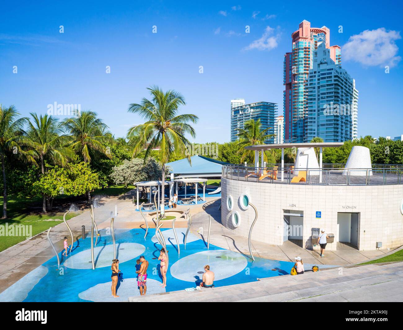 South Pointe Pier Park, South Beach, Miami Beach Miami, Floride, États-Unis Banque D'Images South Pointe Pier Park, South Beach, Miami Beach Miami, Floride, États-Unis Banque D'Images