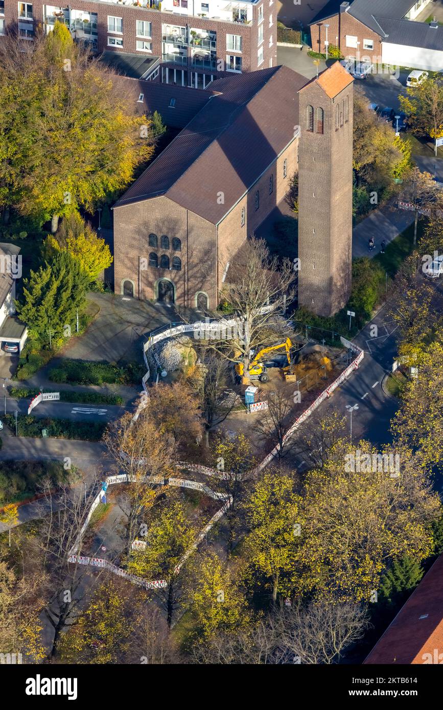 Vue aérienne, St. Eglise de Marie Assomption, travaux de construction, Buer, Gelsenkirchen, Ruhr, Rhénanie-du-Nord-Westphalie, Allemagne, site de culte, construction Banque D'Images