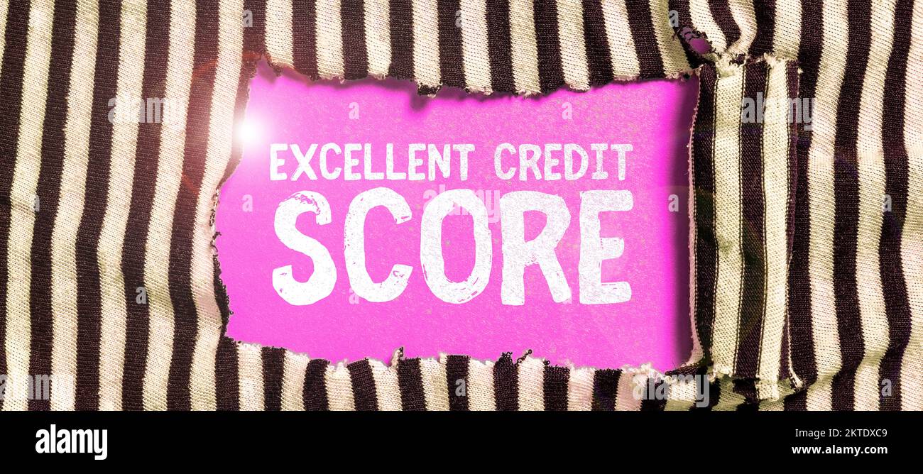 Rédaction affichant le texte excellent pointage de crédit, concept Internet rapport de la personne de la situation financière et de la capacité de payer Banque D'Images