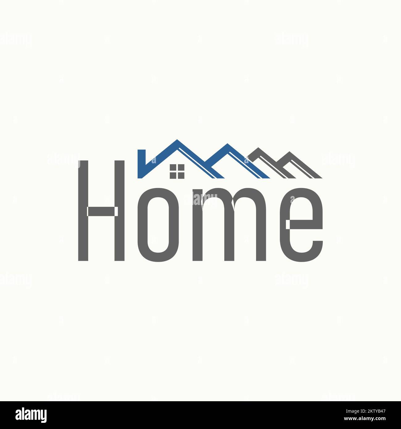 Unique lettre mot MAISON avec quatre maisons de toit cheminée image graphique icône logo design abstrait concept vecteur stock. lié à la résidence ou à la propriété Illustration de Vecteur