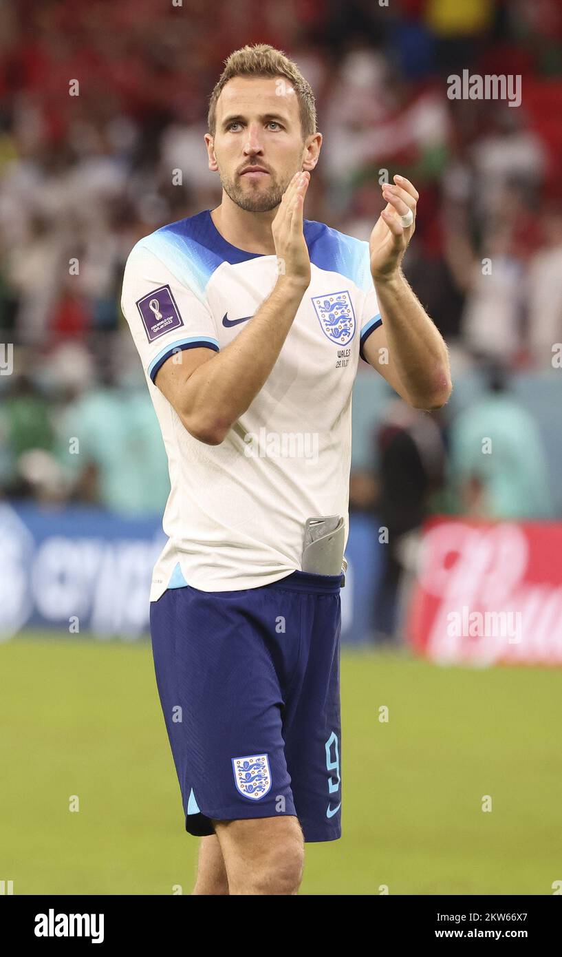 Harry Kane, d'Angleterre, célèbre la victoire à la suite de la coupe du monde de la FIFA 2022, match de football du groupe B entre le pays de Galles et l'Angleterre sur 29 novembre 2022 au stade Ahmad Bin Ali à AR-Rayyan, Qatar - photo : Jean Catuffe/DPPI/LiveMedia Banque D'Images