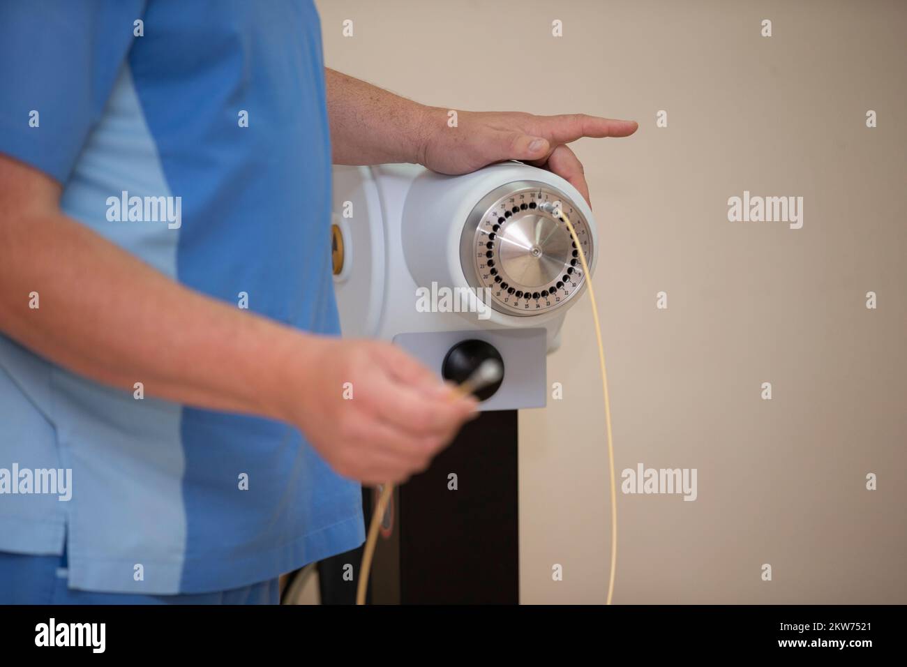 Dispositif médical pour le traitement du cancer de la prostate par rayons radioactifs. Banque D'Images