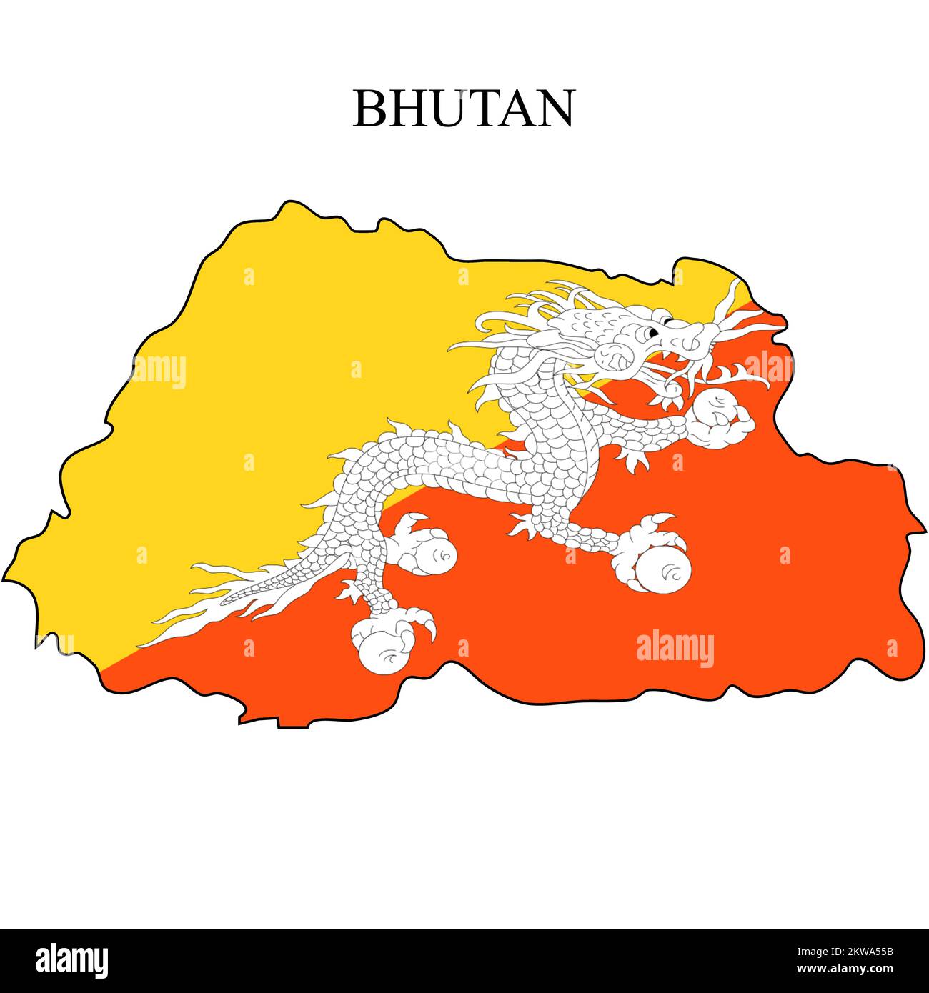 Illustration vectorielle de la carte du Bhoutan. Économie mondiale. Pays célèbre. Asie du Sud Illustration de Vecteur