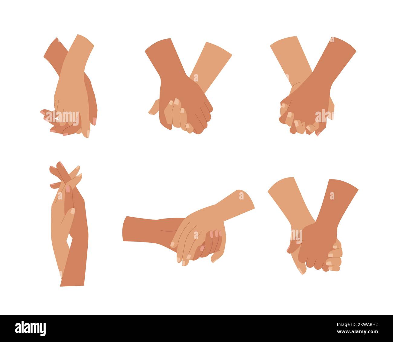 Couples tenant les mains ensemble sur différents types de verrouillage. Des couples amoureux ou entre amis. Ensemble d'illustrations vectorielles Illustration de Vecteur