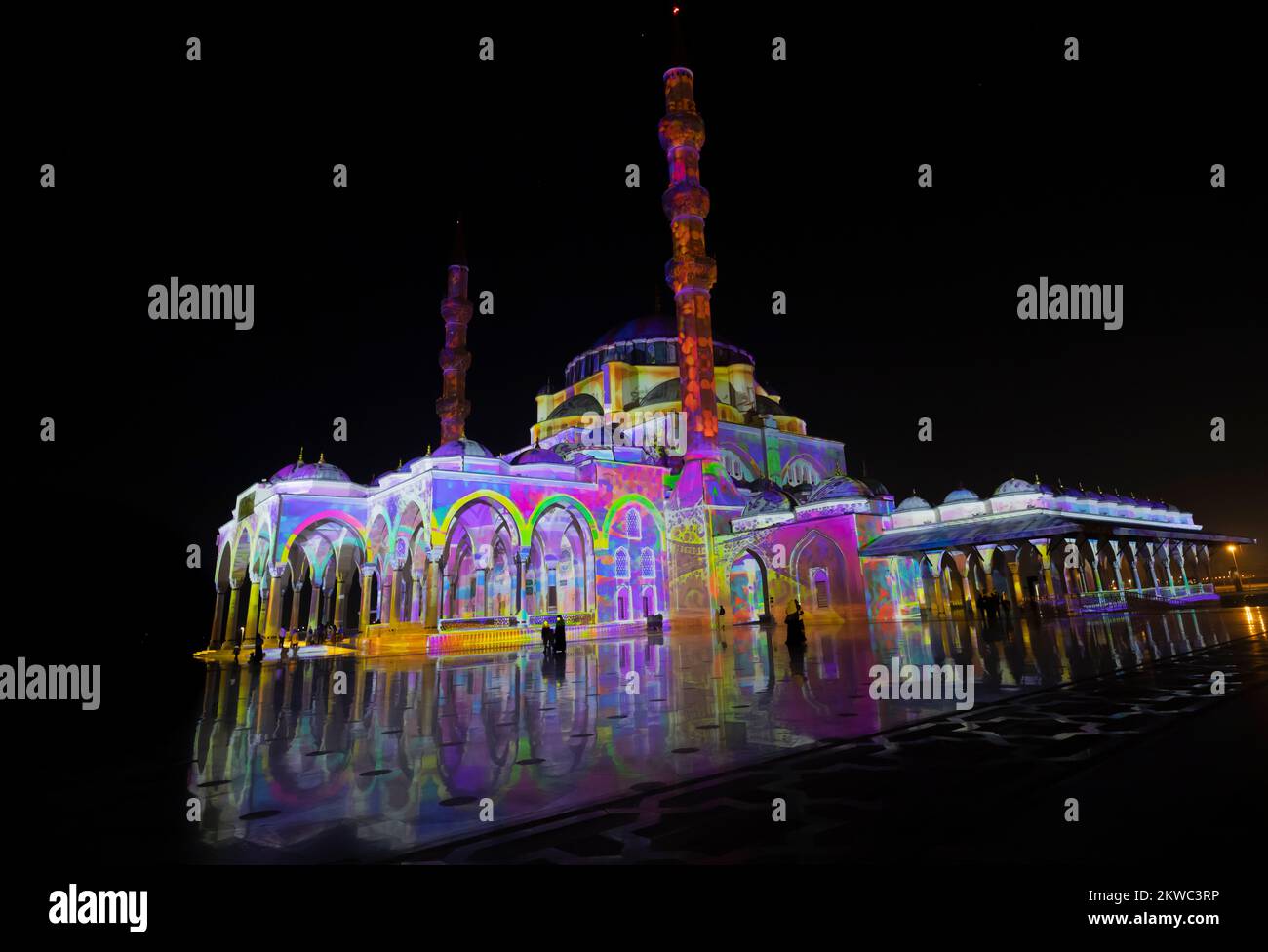 Festival de lumière et de son à la Grande Mosquée de Sharjah Banque D'Images