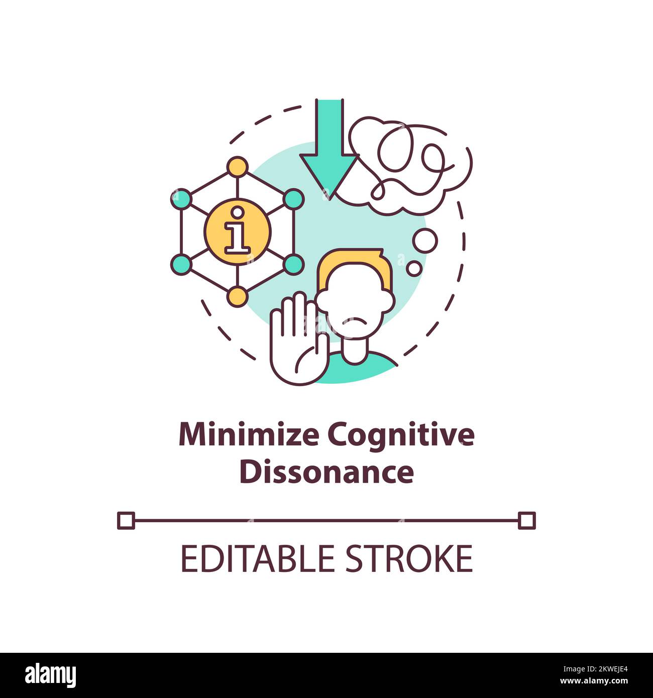 Minimisez l'icône du concept de dissonance cognitive Illustration de Vecteur
