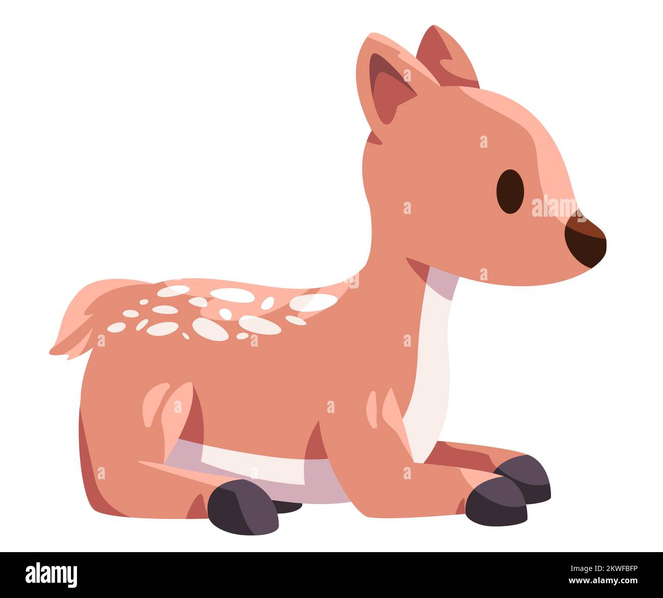 Bambi adorable bébé cerf de couleur brune mignon jeune animal illustration assis Illustration de Vecteur