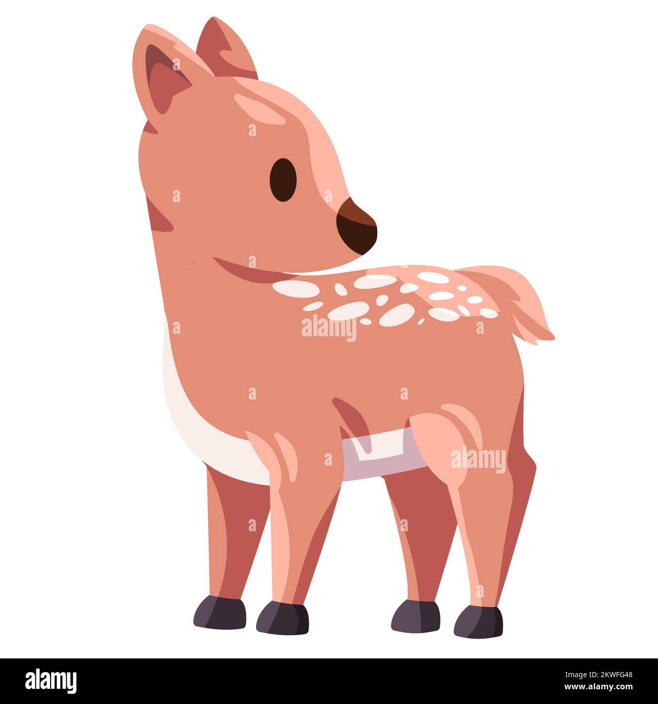 Bambi debout adorable bébé cerf de couleur brune mignon jeune animal illustration Illustration de Vecteur