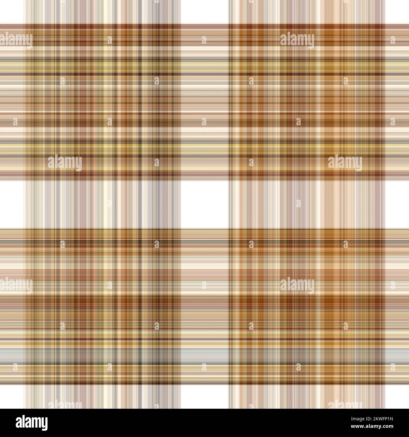 Tissu écossais blanc forêt à motif sans couture. Motif écossais de forêt automnale ton sur ton avec texture organique. Arrière-plan de bande orange pour papier peint rugueux. Banque D'Images