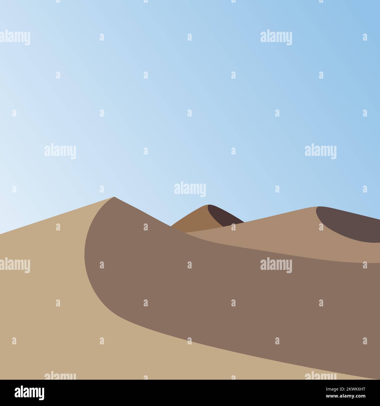 Dunes de sable dans le désert vide. Paysage minimaliste. Illustration vectorielle, conception plate Illustration de Vecteur