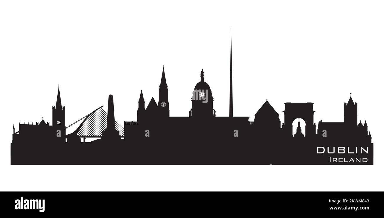 Dublin Ireland City Skyline silhouette vectorielle détaillée Illustration de Vecteur