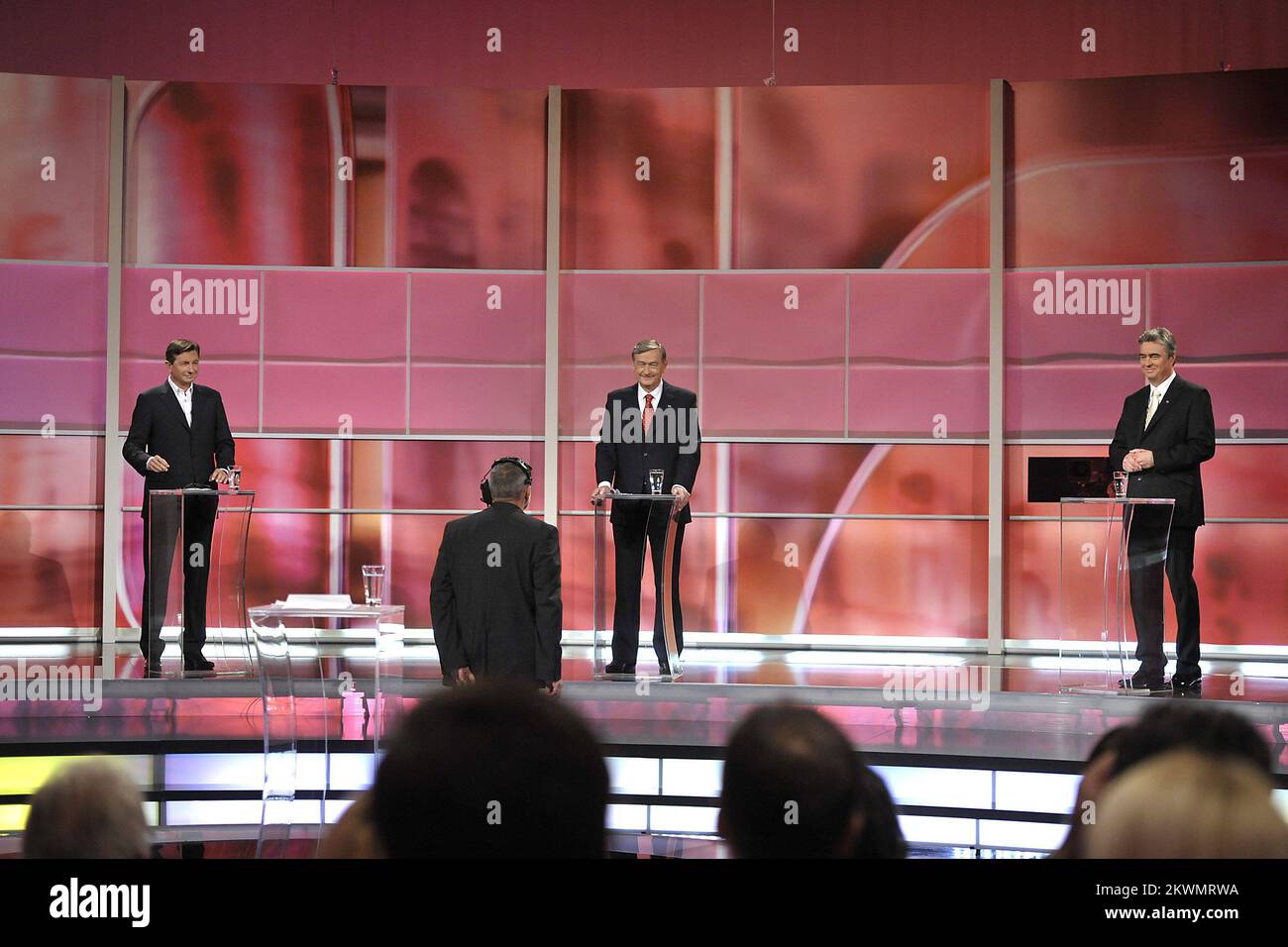 23.10.2012, Slovénie, Ljubljana - débats présidentiels télévisés Borut Pahor, Danilo Turk et Milan Zveri photo: Anze Petkovsek/Zurnal24/PIXSELL Banque D'Images