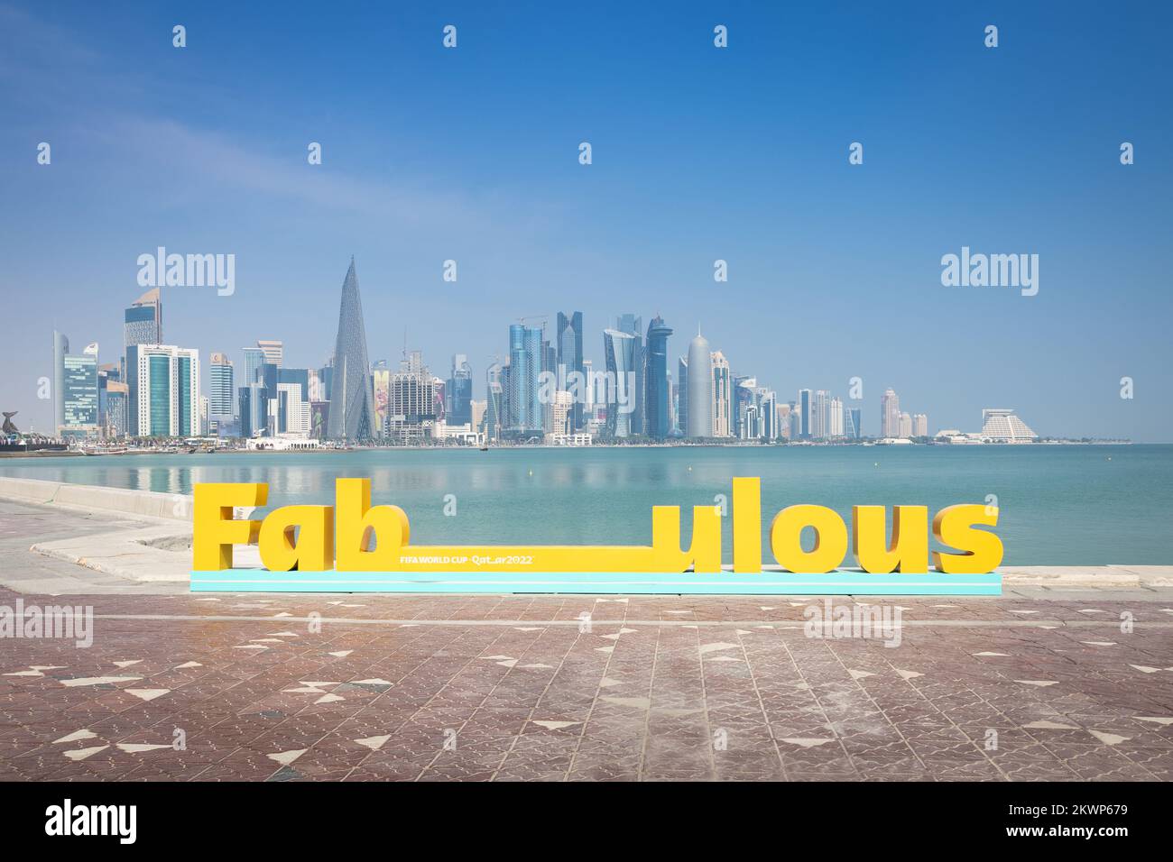 Fabuleux signe pour la coupe du monde de la FIFA 2022, Doha, Qatar. Banque D'Images