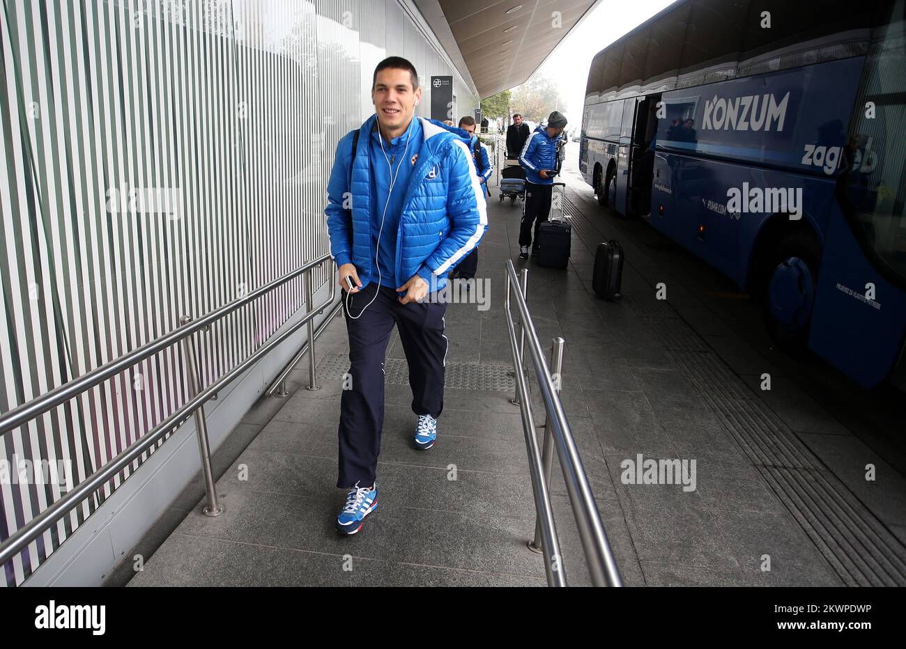 06.11.2013., Zagreb, Croatie - les joueurs de Dinamo quittent Zagreb pour jouer un match en 4th tour de la ligue européenne contre le PSV Eindhoven. Ante Rukavina. Photo: Igor Kralj/PIXSELL Banque D'Images