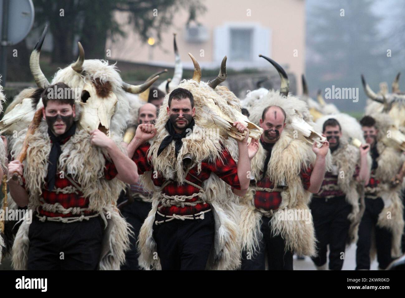 11.01.2014., Croatie, Cavle - Grobnik gringers au début des événements de carnaval a commencé à visiter les villages de la région de Grobnik. Photo: Goran Kovacic/PIXSELL Banque D'Images