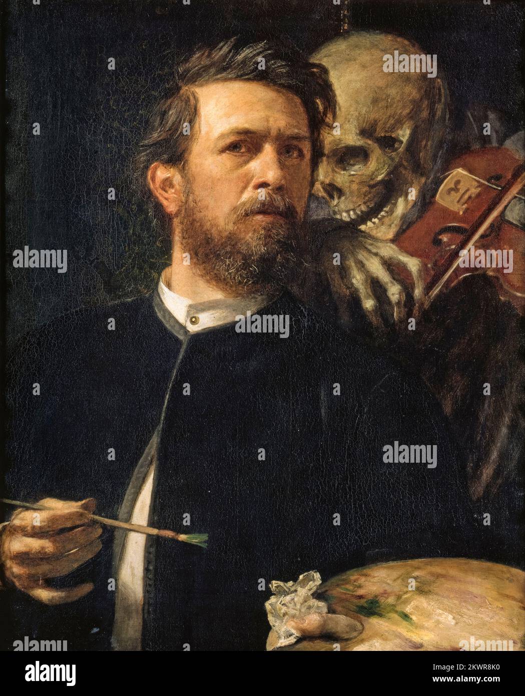 Arnold Böcklin (1827-1901), autoportrait avec la mort jouant le violon, peinture à l'huile sur toile, 1872 Banque D'Images