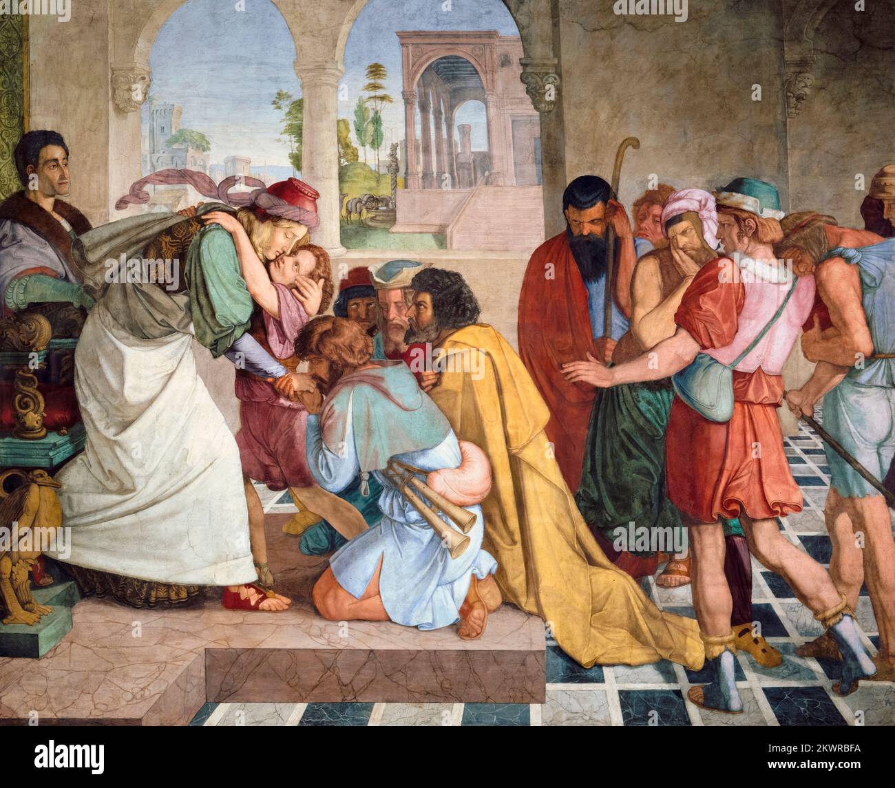 Joseph se révèle à ses Frères, fresque de tempera par Peter von Cornelius, 1816-1817 Banque D'Images