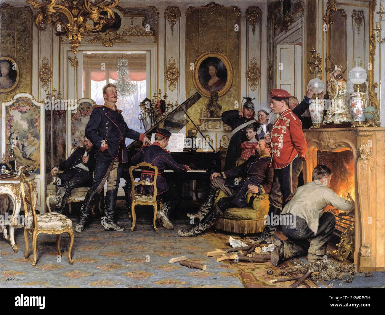 Anton von Werner peint, dans les quartiers des troupes en dehors de Paris, huile sur toile, 1894 Banque D'Images