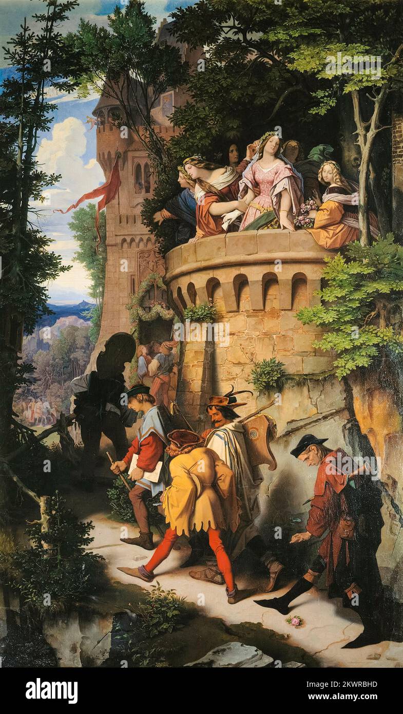 Peinture Moritz von Schwind, la Rose ou le Voyage de l'artiste, huile sur toile, 1846-1847 Banque D'Images