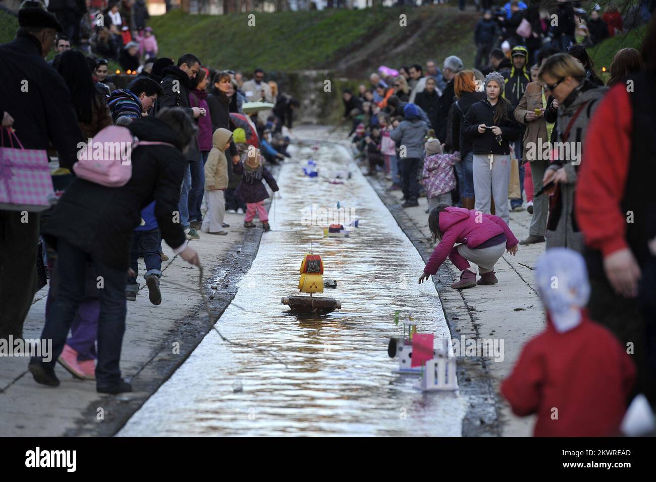 11.03.2014., Slovénie, Ljubljana - Gregorjevo, événement pour enfants au printemps, marqué par les palangriers de libération en bas de la Manche. Photo: Anze Petkovsek/Zurnal24/PIXSELL Banque D'Images