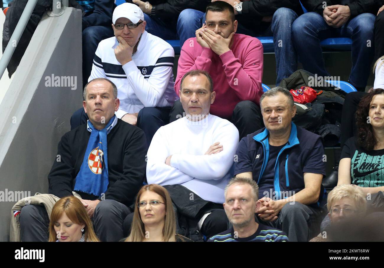 07.03.2015., Kraljevo, Serbie - Davis Cup World Group, premier tour, double tennis match, Serbie - Croatie: Novak Djokovic, Nenad Zimonjic - Franko Skugor, Marin Draganja. Photo: Slavko Midzor/PIXSELL Banque D'Images