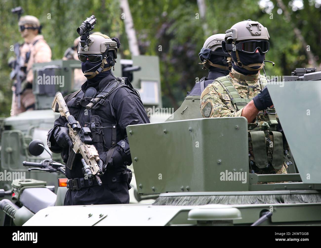 01.08.2015., Croatie, Zagreb - répétition du défilé militaire de cérémonie à l'occasion du 20th anniversaire de l'opération militaire Storm. Banque D'Images