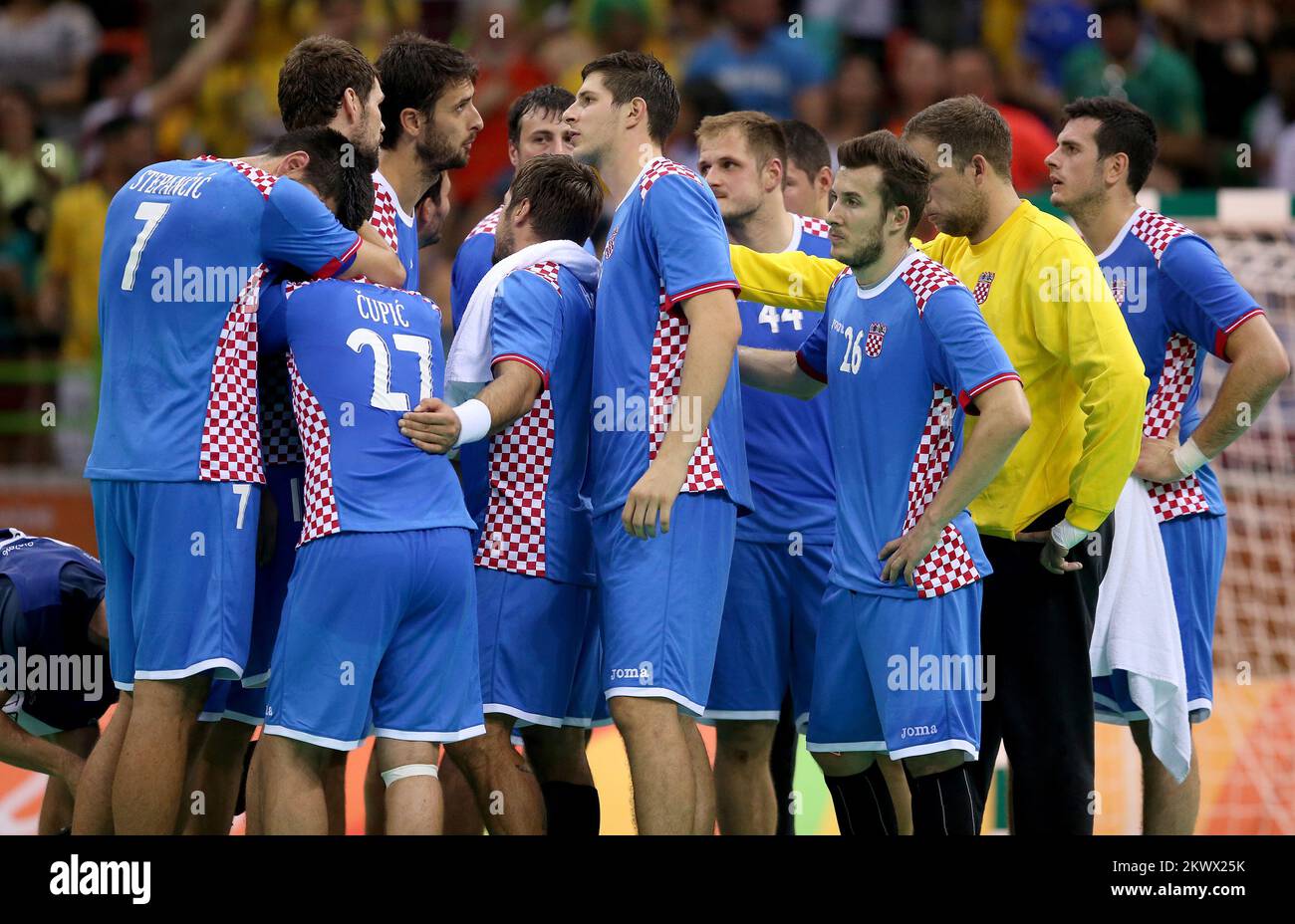 17.08.2016., Rio de Janeiro, Brésil - Jeux Olympiques Rio 2016, Handball, Homme Quarterfinal Croatie / Pologne. Banque D'Images