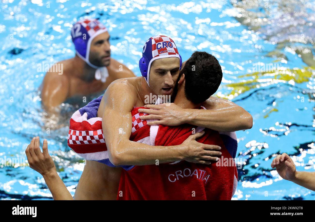 18.08.2016., Rio de Janeiro, Brésil - Jeux Olympiques Rio 2016, Waterpolo, demi-finale, Croatie - Monténégro. Luka Loncar. Banque D'Images