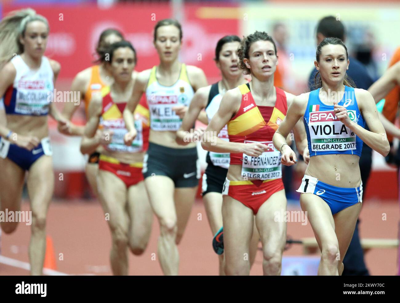 03.03.2017., Serbie, Belgrade - Kombank Arena, European Indoor Athletics Championships Belgrade 2017 - qualifications course 3000 mètres-femmes. Giulia Viola. Photo: Sanjin Strukic/PIXSELL Banque D'Images