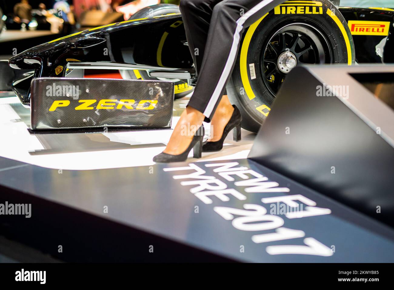 Pneus Pirelli P Zero Formula 1 au salon de l'automobile de Genève, Suisse, CH, on 7 mars 2017. (Photo de Saso Domijan) Banque D'Images