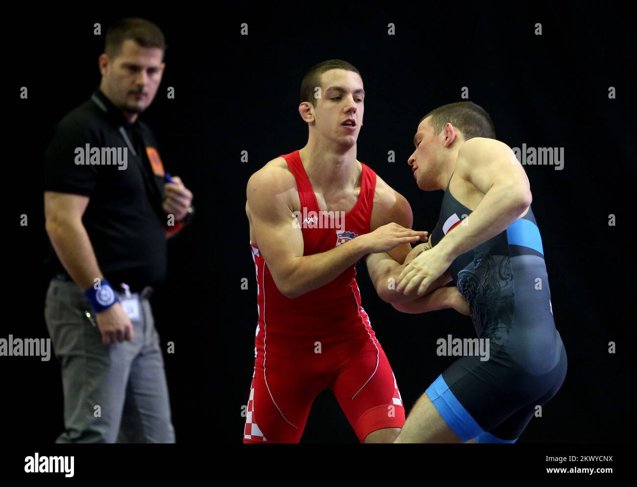 11.03.2017., Zagreb, Croatie - Grand Prix Zagreb Open 2017 championnat international de lutte.59kg, Tony BRALA, Croatie - Dawid Ersetic, Pologne. Photo: Igor Kralj/PIXSELL Banque D'Images