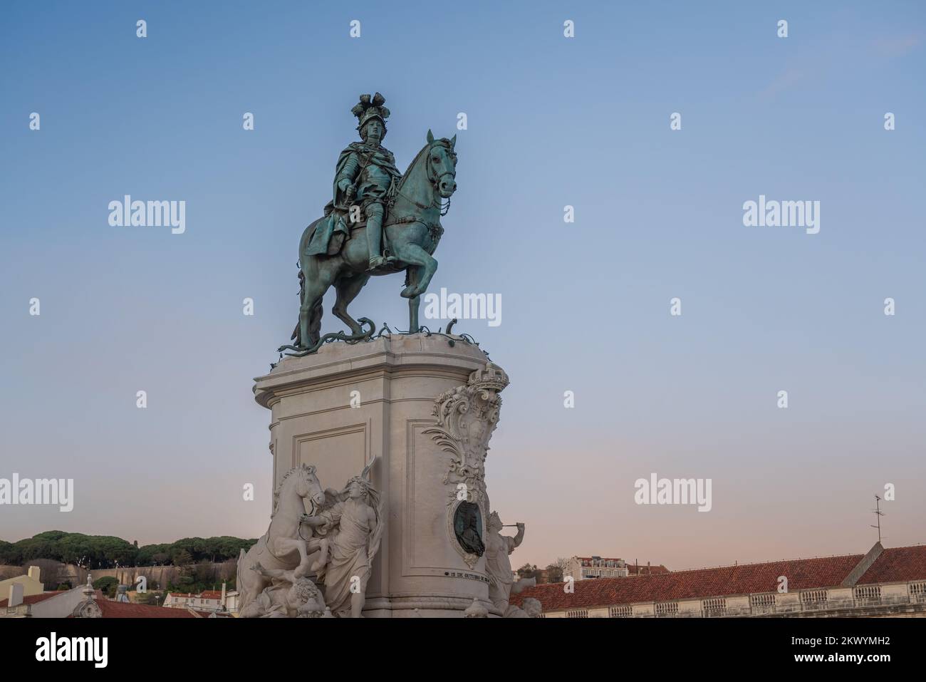 Statue du Roi Dom Jose I à la place Praca do Comercio - Lisbonne, Portugal Banque D'Images