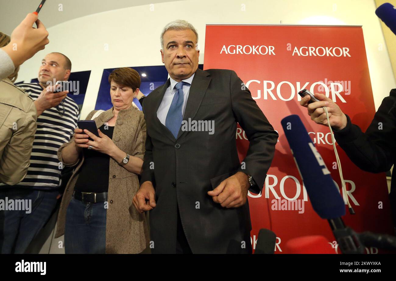 11.04.2017., Zagreb, Croatie - Ante Ramljak, en tant que 'gestionnaire extraordinaire' de l'entreprise privée financièrement contestée Agrokor, a tenu une conférence de presse. Photo: Robert Anic/PIXSELL Banque D'Images