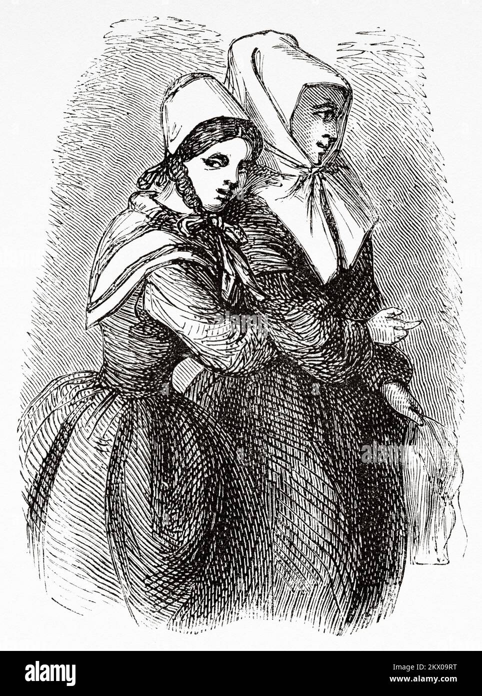 Christiansund femmes vêtues de costumes typiques, Norvège. Scandinavie, Europe du Nord. Voyages dans les États scandinaves par Saint-Blaise 1856 Banque D'Images