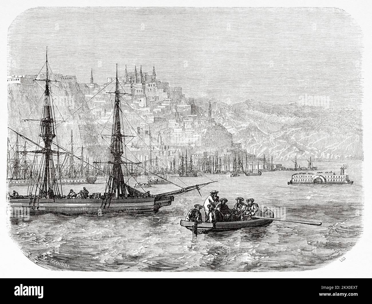 Vue ancienne de la ville de Québec, Canada. Voyages en Amérique du Nord par Louis Deville, États-Unis et Canada 1854-1855. Le Tour du monde 1861 Banque D'Images