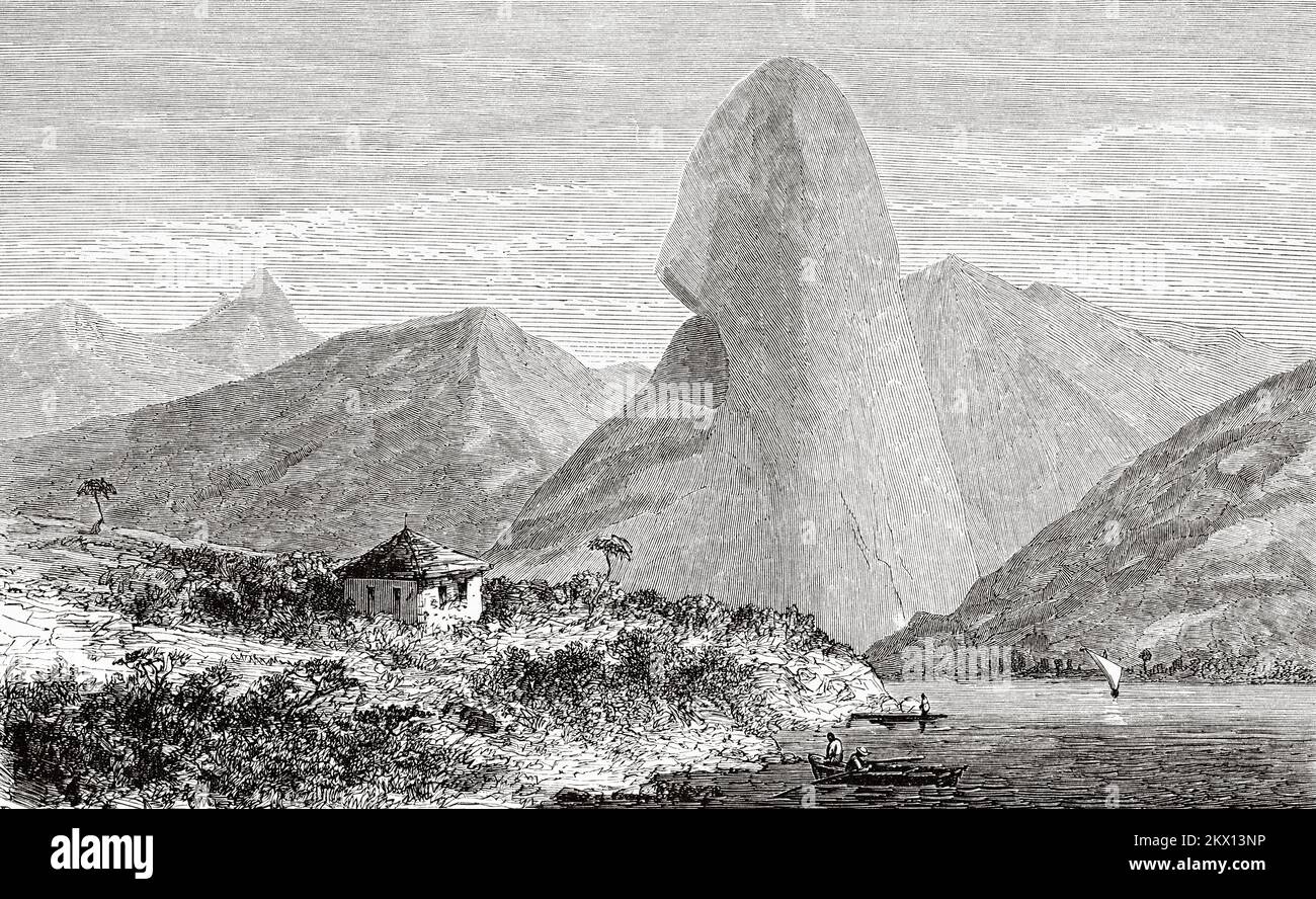 Pain de sucre à Rio de Janeiro, Brésil, Amérique du Sud. Voyage du peintre français François Auguste Biard au Brésil, 1858-1859 Banque D'Images