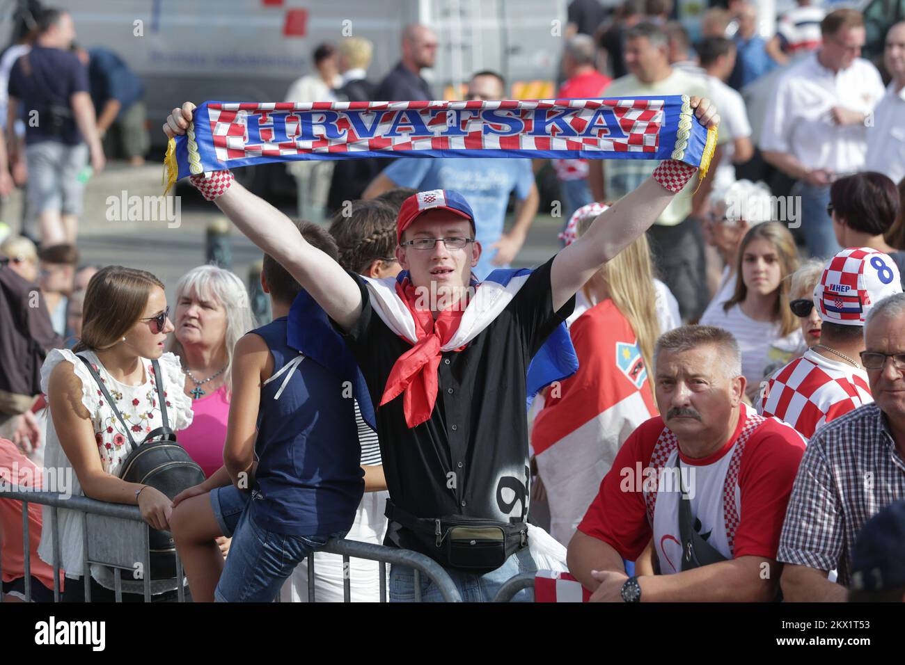 30.07.2017.,Zagreb - cérémonie d'accueil de l'équipe croate de water-polo après avoir remporté le Championnat du monde contre la Hongrie. Les citoyens ont accueilli l'équipe et fêté avec de nouveaux champions sur la place principale. Photo: Luka Stanzl/PIXSELL Banque D'Images
