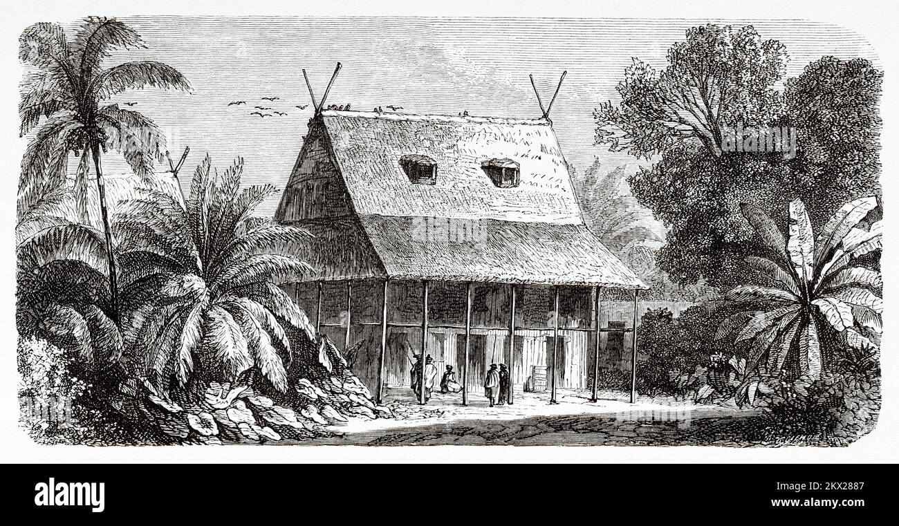 Siège d'un chef local, Toamasina, Madagascar. Les voyages d'Ida Pfeiffer 1857 Banque D'Images