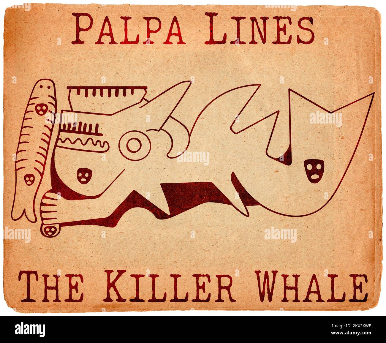 Geoglyphe de la Baleine de Killer de Palpa, les lignes de Palpa, Pérou Banque D'Images