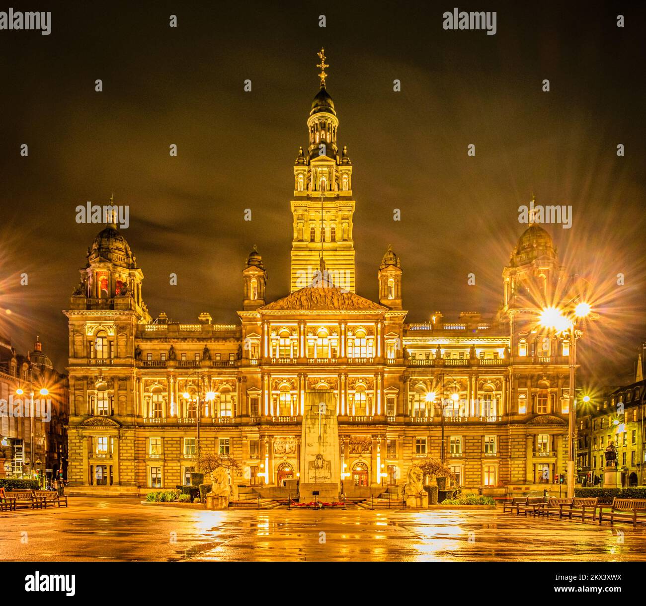 Chambre de la ville de Glasgow et mémorial de guerre, George Square, Glasgow Banque D'Images