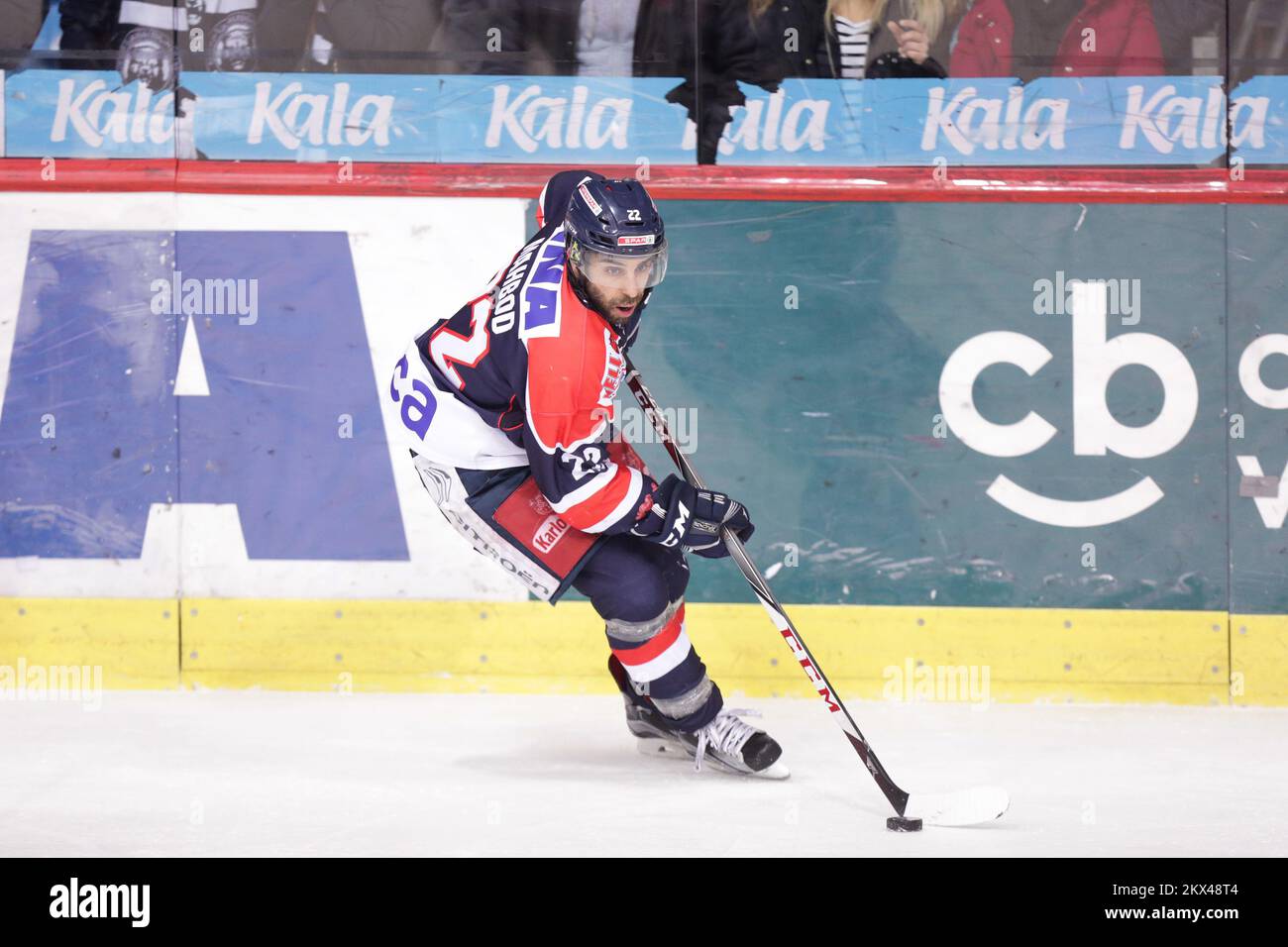 14.01.2018. Croatie, Zagreb - Ebel League, KHL Medvescak Zagreb - HC TWK Innsbruck. Samson Mahbod. Photo: Luka Stanzl/PIXSELL Banque D'Images