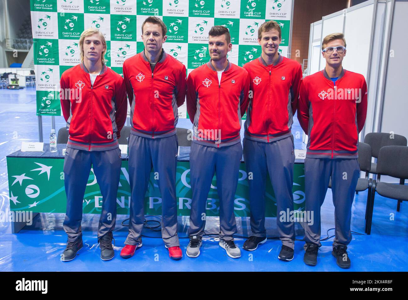 01.02.2018., Croatie, Osijek - les paires de dessins officiels pour la rencontre de la coupe Davis entre la Croatie et le Canada. Frank Dancevic, Daniel Nestor, Vasek Pospisil, Peter Polansky, Denis Shapovalov. Photo: Davor Javorovic/PIXSELL Banque D'Images