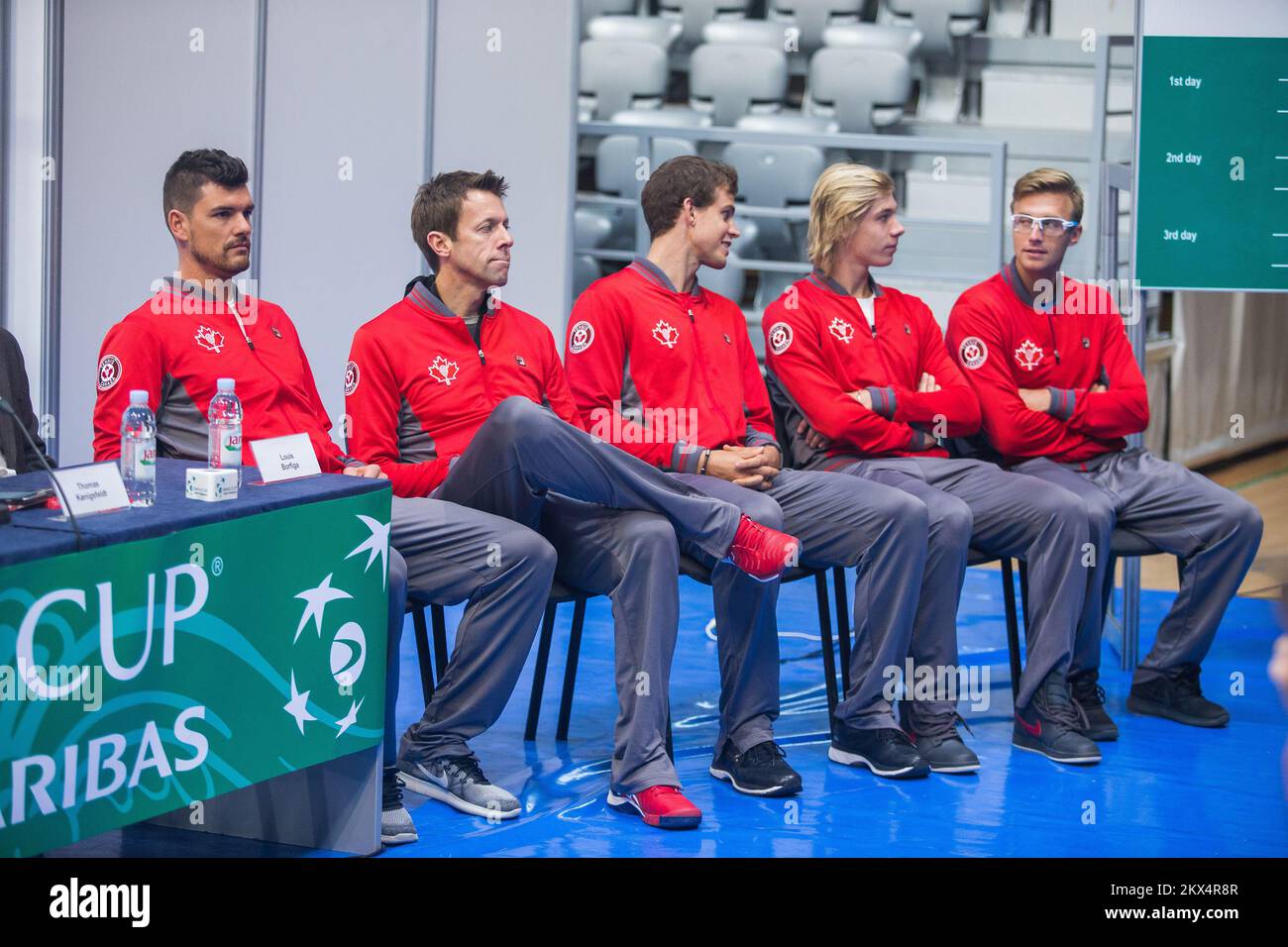 01.02.2018., Croatie, Osijek - les paires de dessins officiels pour la rencontre de la coupe Davis entre la Croatie et le Canada. Frank Dancevic, Daniel Nestor, Vasek Pospisil, Peter Polansky, Denis Shapovalov. Photo: Davor Javorovic/PIXSELL Banque D'Images