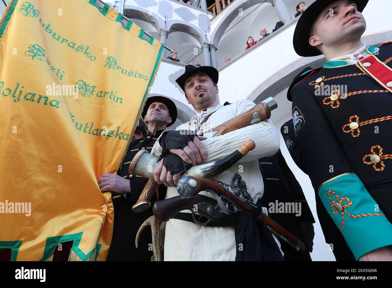 02.04.2018., Desinic, Croatie - Festival des associations de flintlock et promotion des techniques de tir de flintlock. Cet événement promeut et présente la coutume traditionnelle de tirer un flotlock à l'heure de Pâques en croate Zagorje. Photo: Robert Anic/PIXSELL Banque D'Images