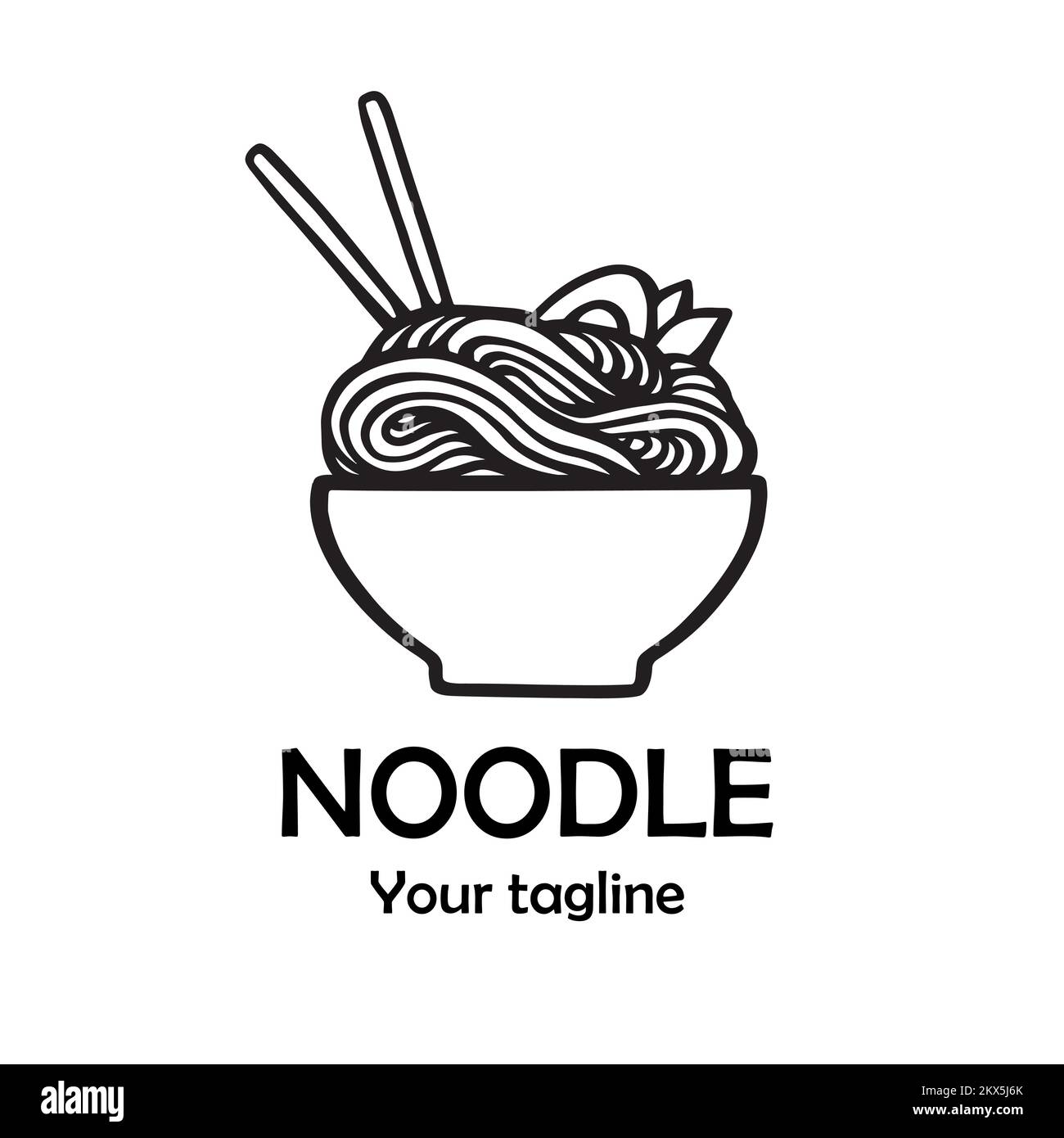 Modèle de conception de logo asiatique Noodle et ramen. Nouilles chinoises dans un bol. Illustration du stock vectoriel. Illustration de Vecteur