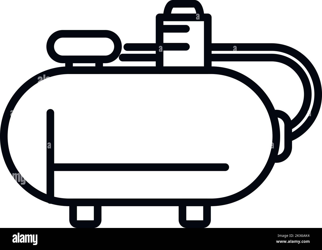 Vecteur de contour d'icône de compresseur industriel. Réservoir de pompe. Moteur électrique Illustration de Vecteur